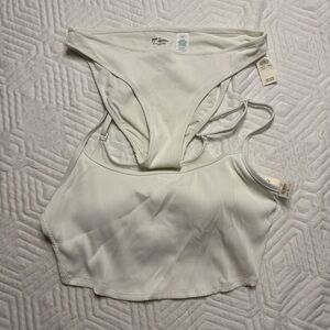 White Ribbed Bikini Set